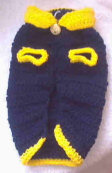 Yellow/Navy Hand Crocheted Dog Sweater